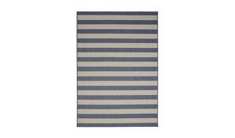 Mega Flooring Blue Modern Striped Rug - 160 x 230cm
