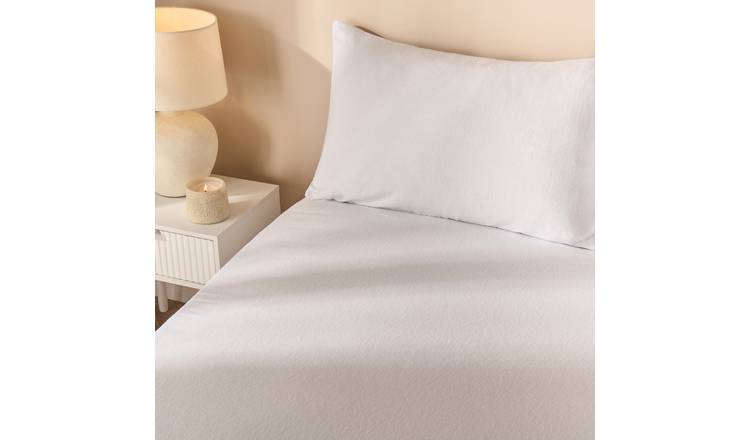OHS Essential Brushed Cotton Fitted Bed Sheet White - Super King