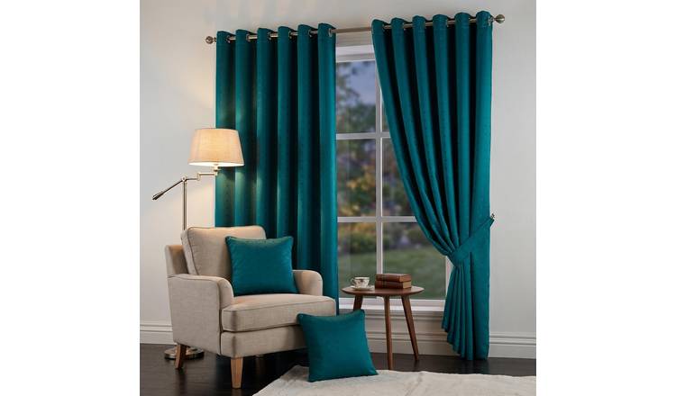 Luxury Living Adi Lined Eyelet Curtains 229cm x 183cm - Teal