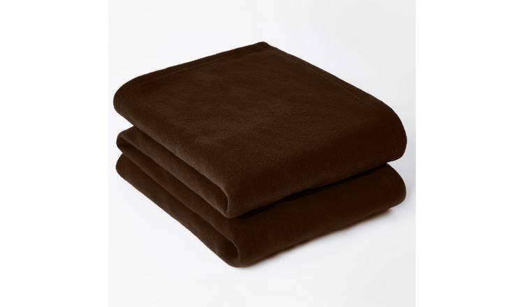 OHS Plain Fleece Blanket Throw 120 x 150cm - Chocolate