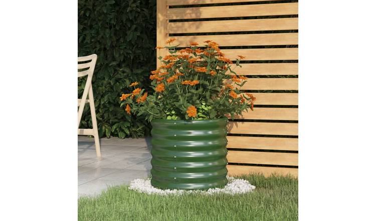 Walplus Galvanised Steel Garden Planter - Green - 40 x 36 cm