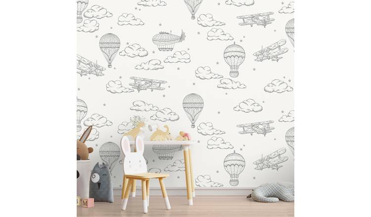 Grandeco Nursery Ballon 4 Lane Repeatable Wallpaper Mural - 2 x 2.8m