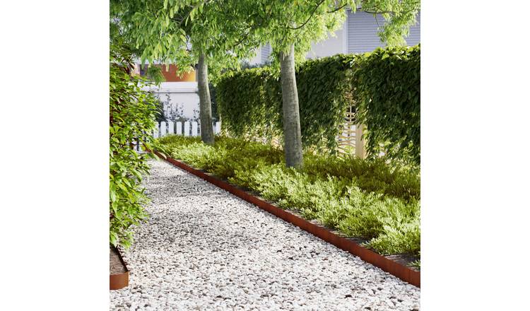 Walplus Pack of 10 Weathering Steel Lawn Edging - Brown - 100 x 0.05 x 30 cm