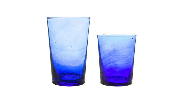 Nicola Spring 12 Piece Meknes Recycled Glassware Set - Blue