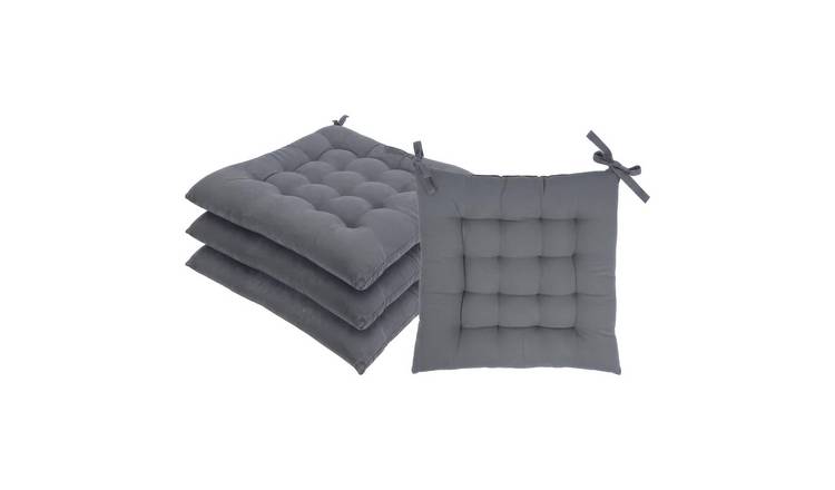 Harbour Housewares Square Seat Pads - 40 x 40 x 5cm - Grey - Pack of 4