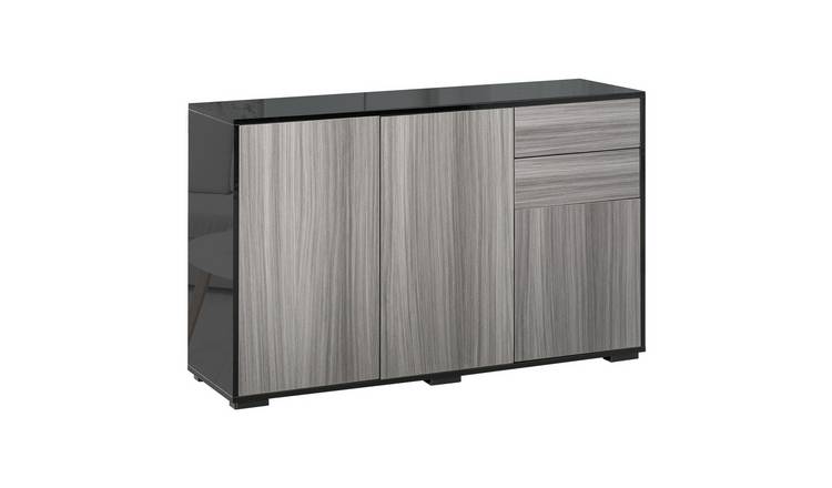 HOMCOM 3 Doors High Gloss Storage Sideboard - Grey