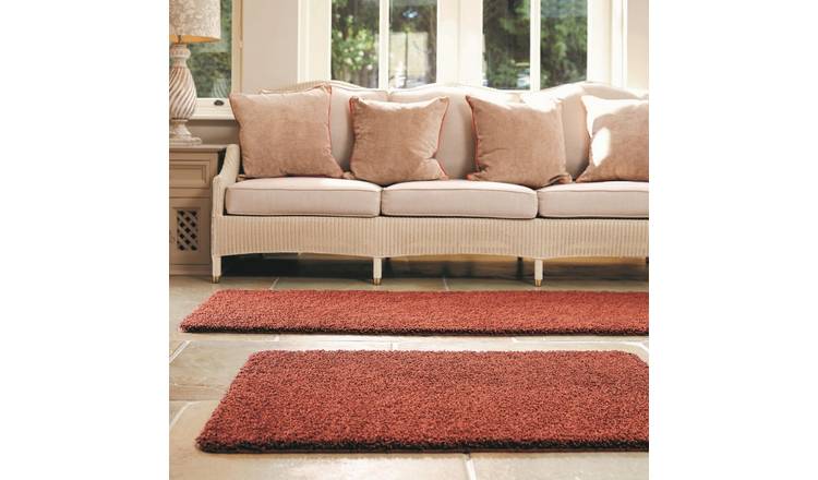 Mega Flooring Red Shaggy Plain Rug - 60 x 100cm