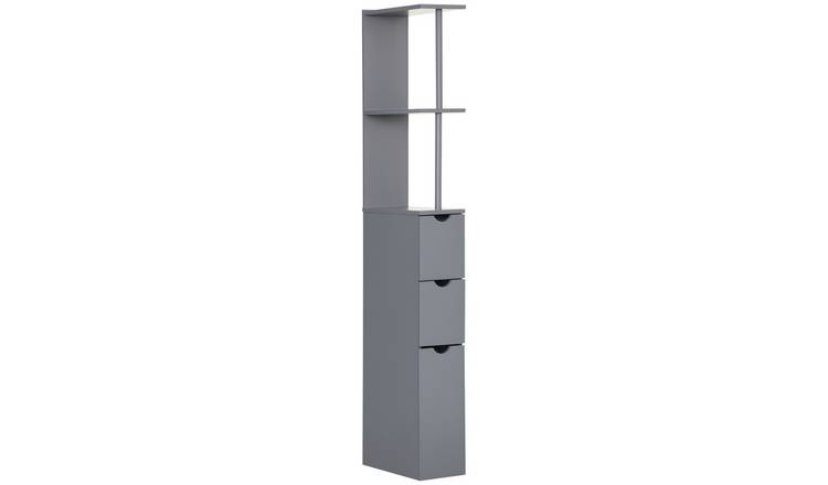 HOMCOM 2 Tier Tall Bathroom Cabinet  - Grey