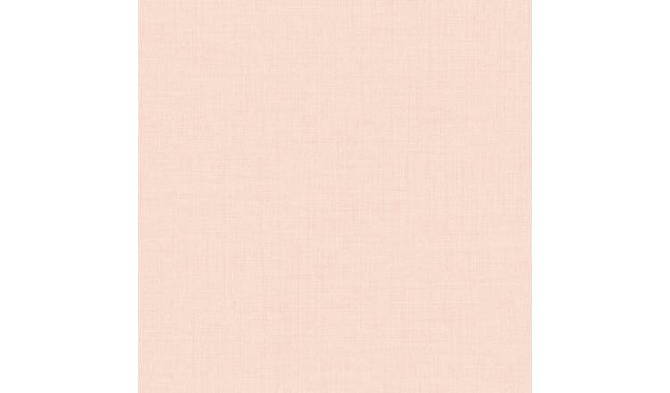 Grandeco Linen Nursery Textured Plain Wallpaper - Pink