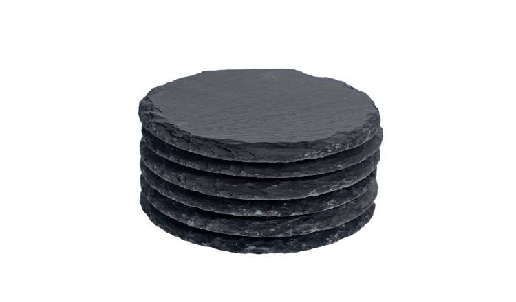 Argon Tableware Round Slate Coasters - Pack of 6