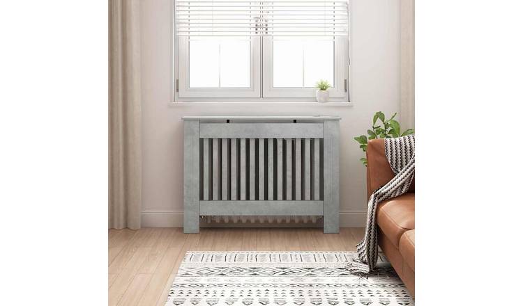 Walplus Engineered Wood Radiator Cover - Concrete Grey - 112 x 19 x 81.5 cm
