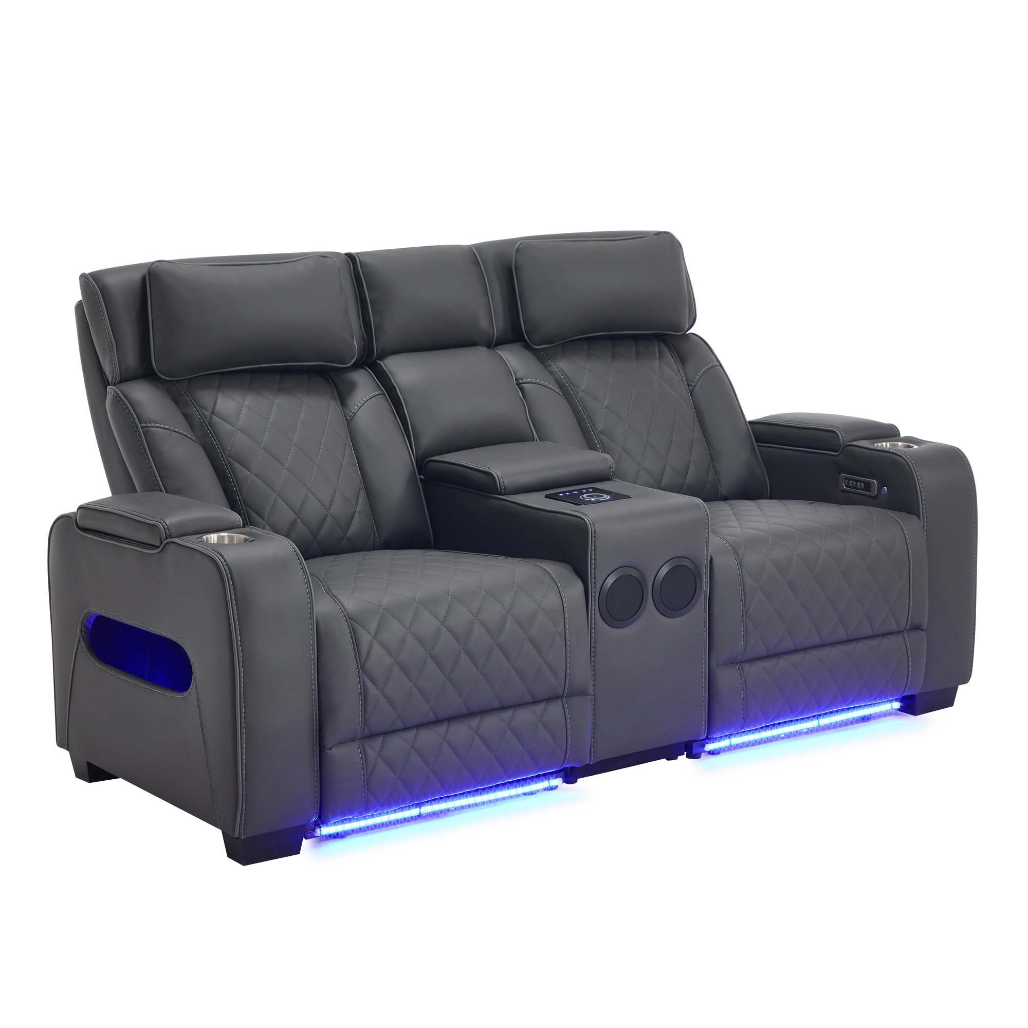 Furniture Online Capri Electric Recliner 2 Seater Leather Sofa – Charcoal - Image 1