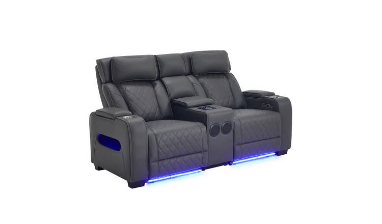 Furniture Online Capri Electric Recliner 2 Seater Leather Sofa – Charcoal
