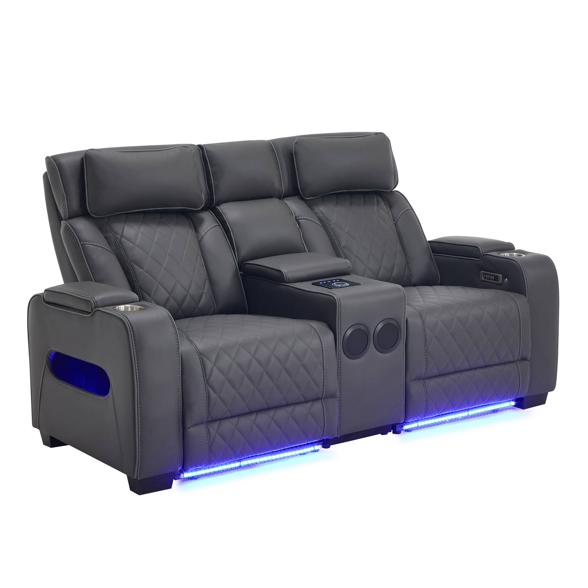 Furniture Online Capri Electric Recliner 2 Seater Leather Sofa – Charcoal - Image 1