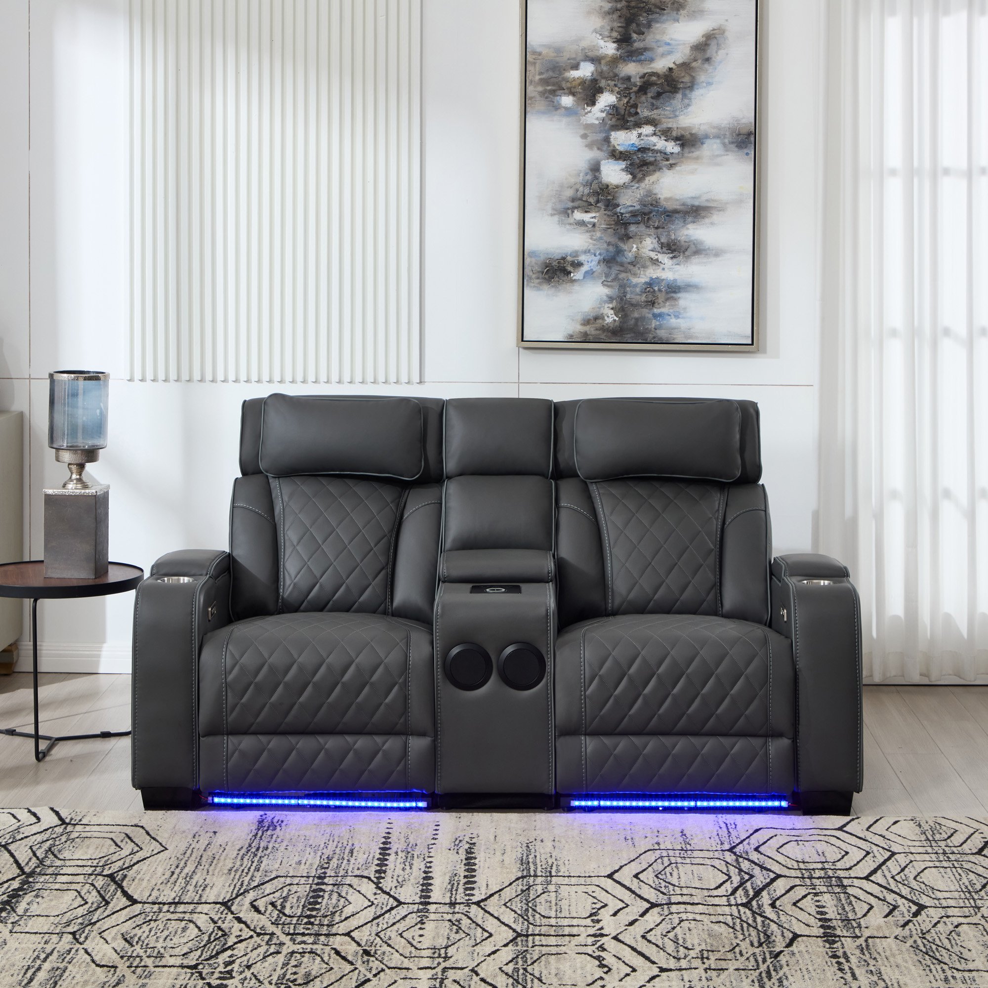 Furniture Online Capri Electric Recliner 2 Seater Leather Sofa – Charcoal - Image 7