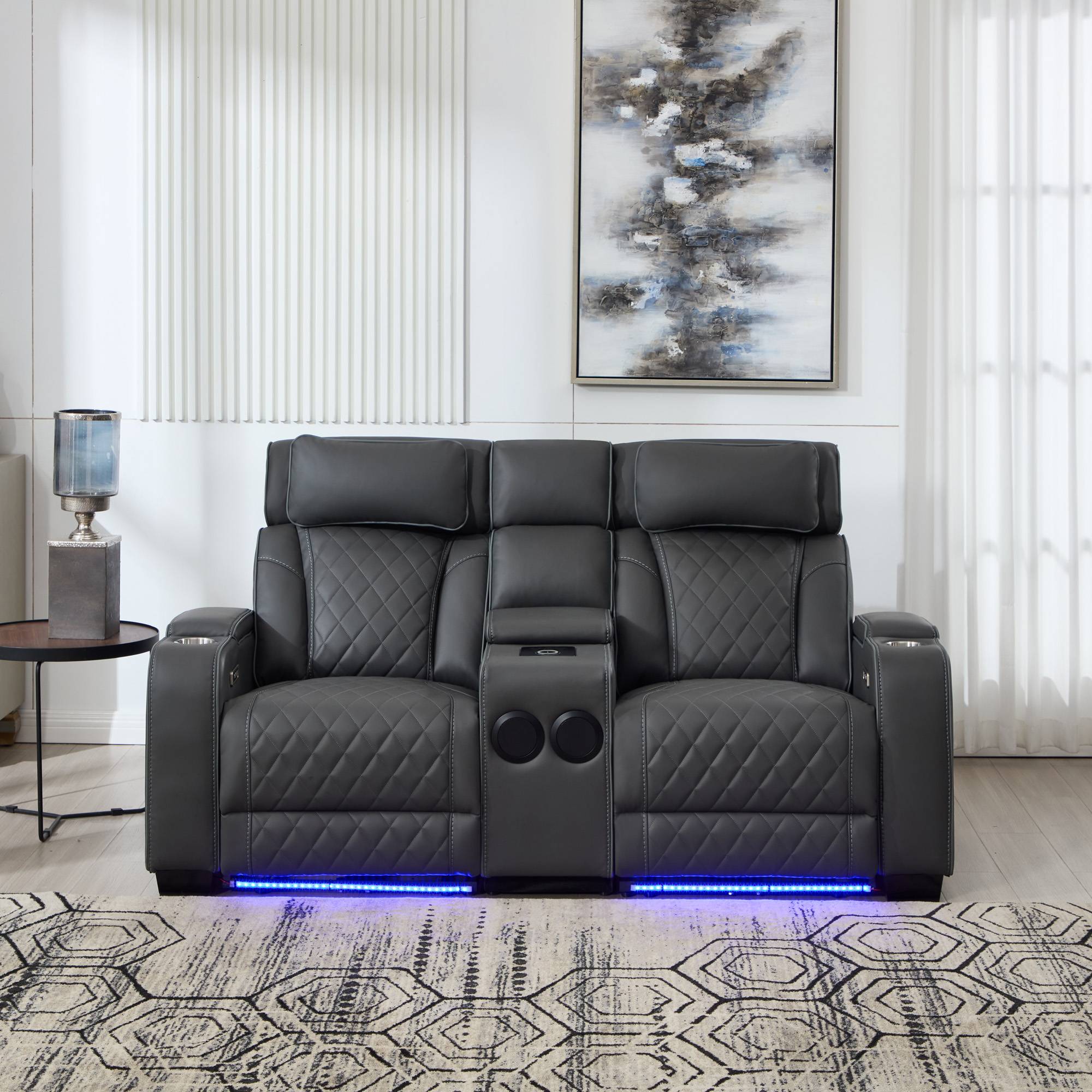 Furniture Online Capri Electric Recliner 2 Seater Leather Sofa – Charcoal - Image 7