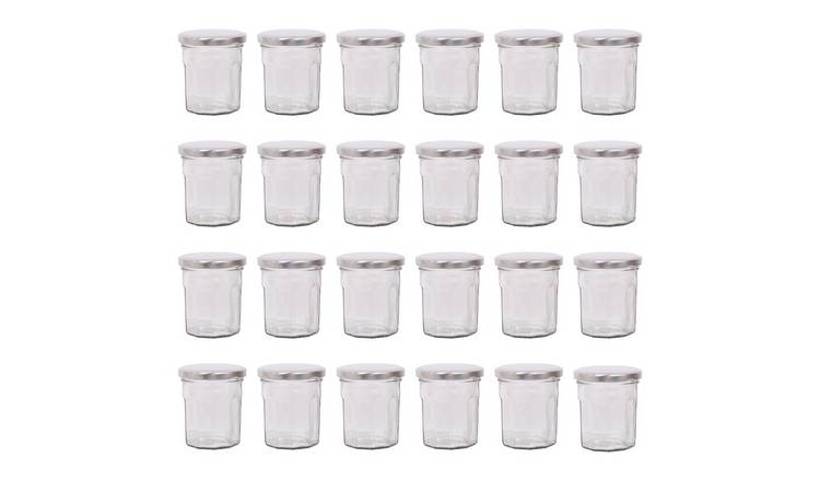 Argon Tableware Glass Jam Jars with Lids - Pack of 24