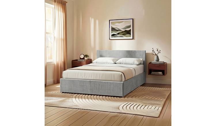 Vida Designs Veronica Double Ottoman Bed & Gel Memory Foam - Light Grey