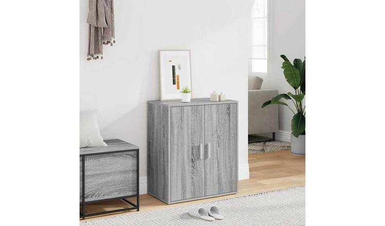 Walplus Engineered Wood Shoe Cabinet - Grey Sonoma - 60 x 35 x 70 cm