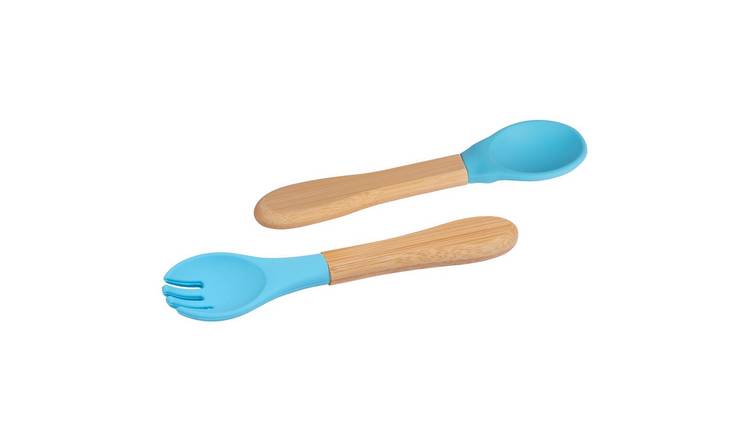Tiny Dining Bamboo Baby Weaning Fork & Spoon Set - Black