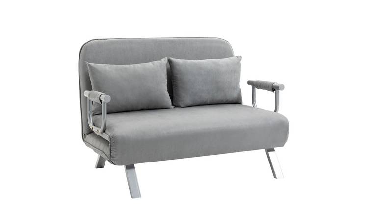 HOMCOM 2 Seater Modern Sofa Bed with 2 Pillows - Light Grey