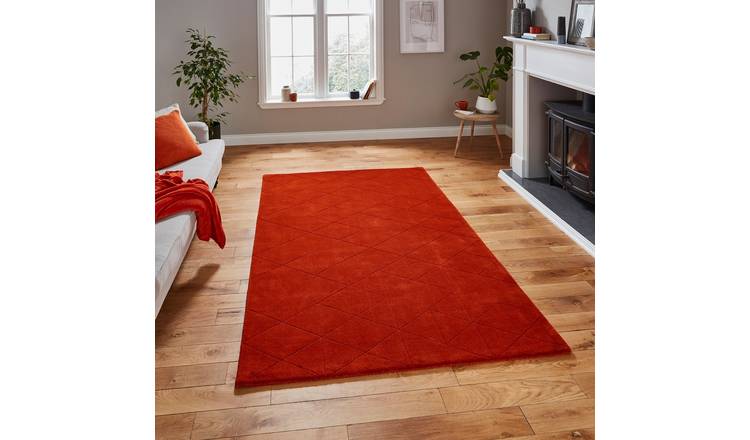 Mega Flooring Orange Modern Chequered Rug - 120 x 170cm