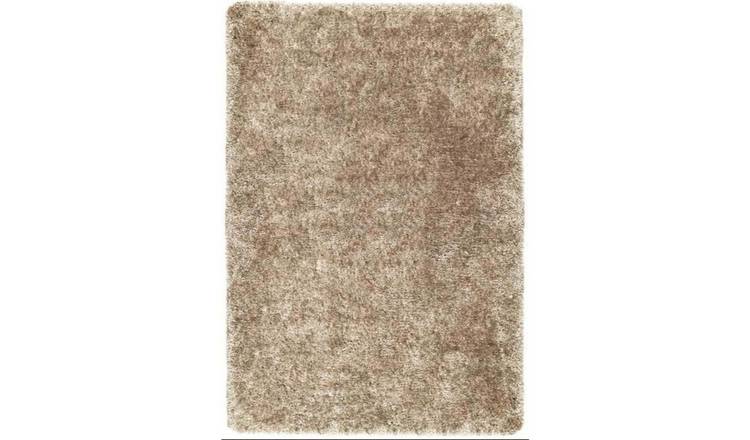 The Rugs Beige Washable Plain Design Nonslip Shaggy  Rug - 80 x 120cm