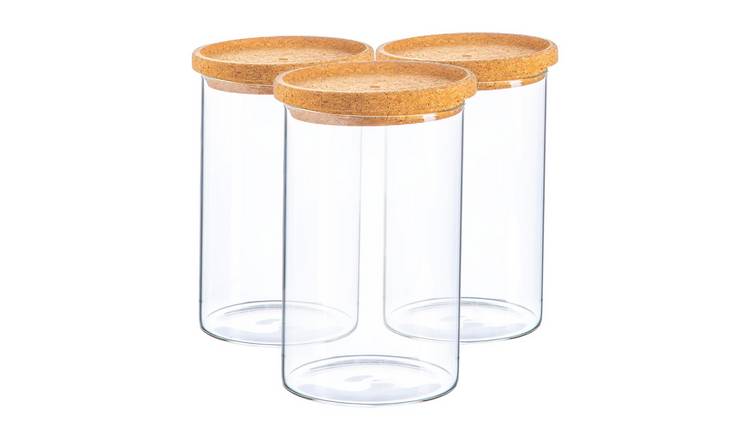Argon Tableware Scandi Storage Jar with Cork Lids - Pack of 3