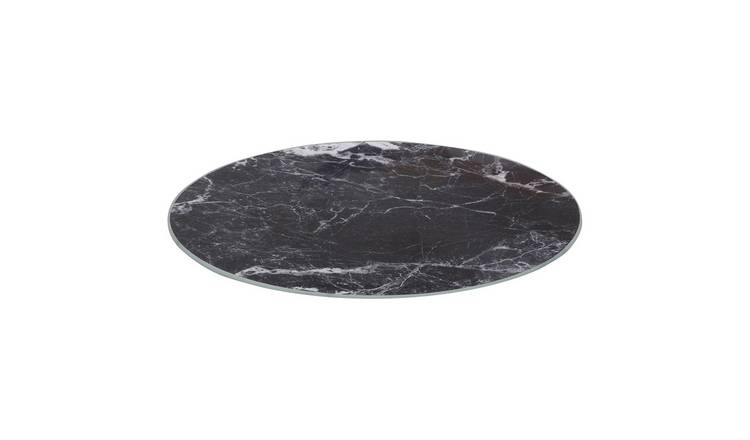 Harbour Housewares Round Glass Chopping Board - 30cm - Black Marble