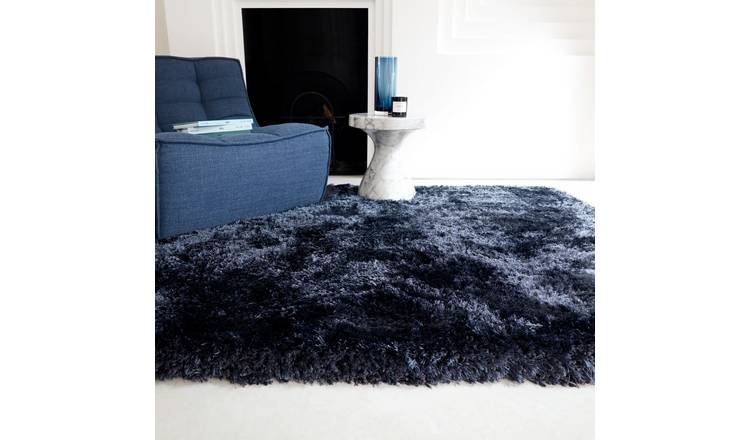 Mega Flooring Blue Modern Plain Rug - 120 x 170cm