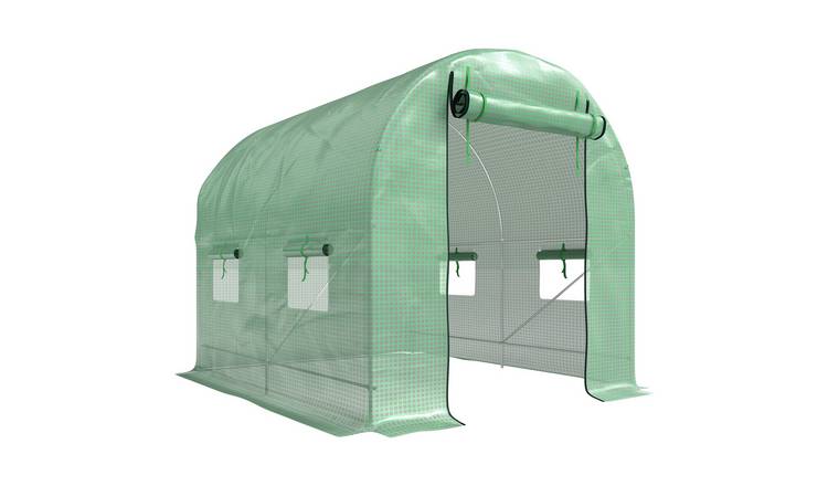 Outsunny Walk-In Polytunnel Greenhouse with Steel Frame - Green