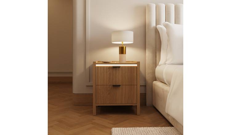 GFW Zion 2 Drawer Bedside Table - Oak