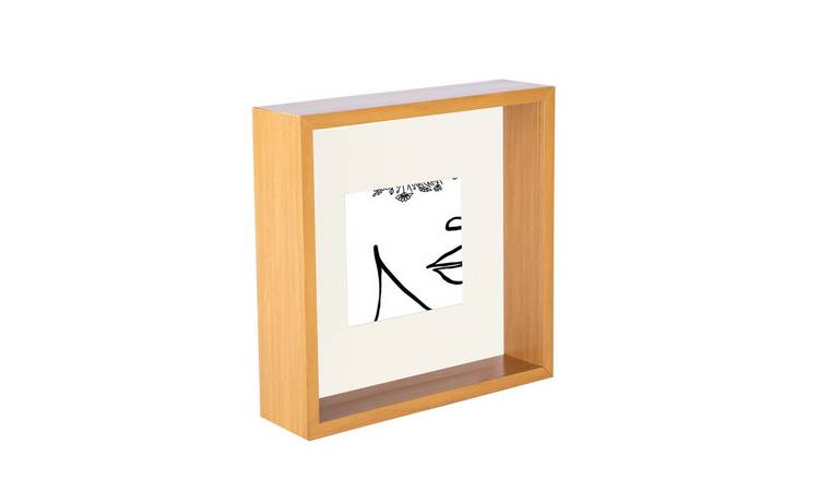 Nicola Spring 3D Deep Box Photo Frame - 8 x 8" with Mount - Light Wood