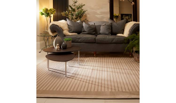 Mega Flooring Beige Modern Bordered Rug - 80 x 150cm