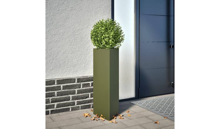 Walplus Steel Garden Planter - Olive Green - 30 x 26 x 75 cm
