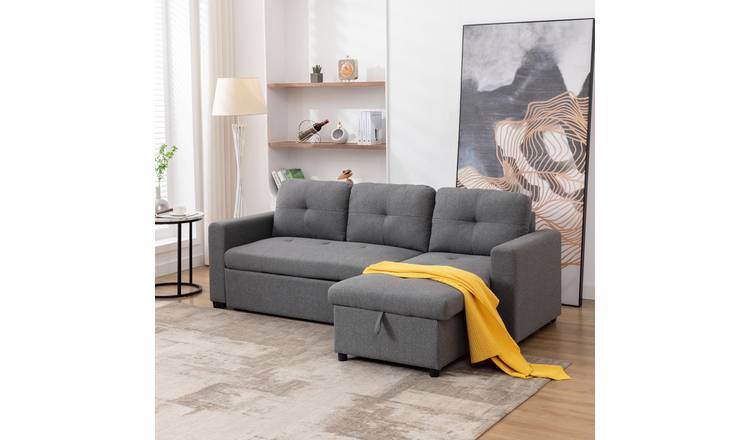 Furniture Online Newport Corner Bed 3 Seater Linen Sofa – Grey