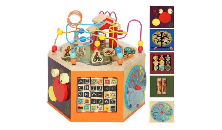 AIYAPLAY 8 in 1 Wooden Bead Maze Shape Sorter Baby Activity Cube - Multicolored