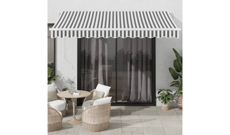 Walplus Electric Polyester Awning - Anthracite and White - 350x250 cm