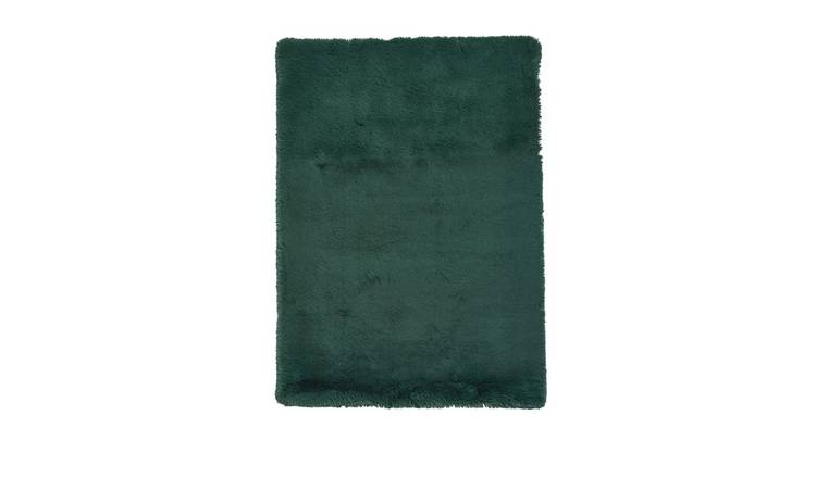 Mega Flooring Green Shaggy Plain Rug - 60 x 120cm