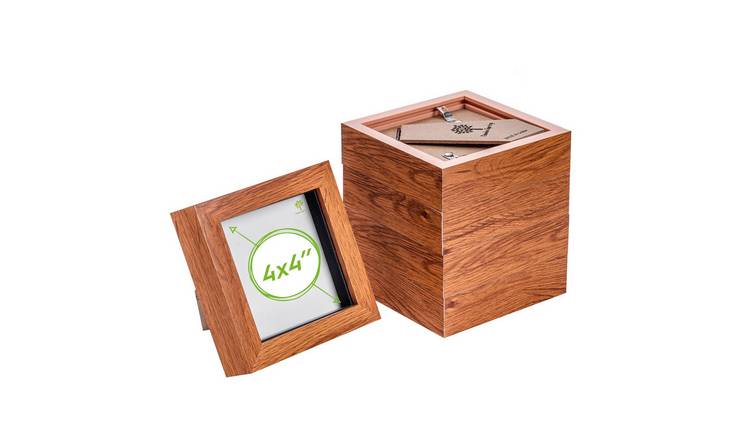 Nicola Spring 3D Box Photo Frames - 4 x 4" - 2x2" Mount - Dark Wood - Pack of 5