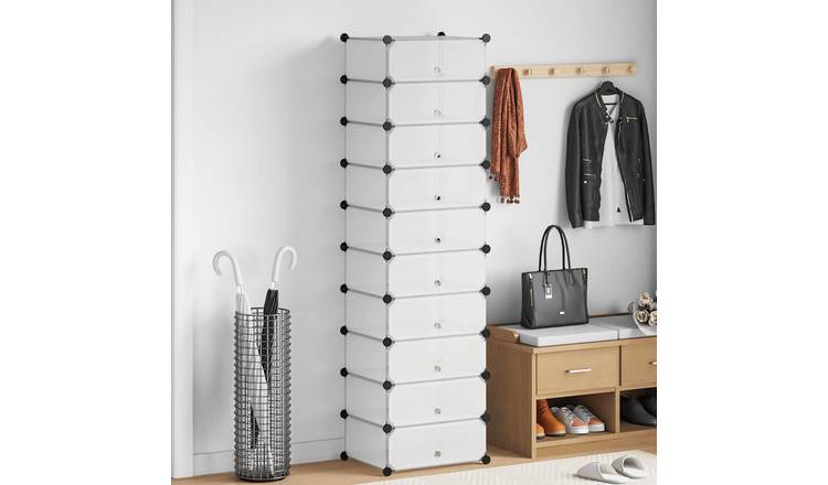 Walplus 10-Compartment Steel Shoe Cabinet - White - 47 x 37 x 172 cm