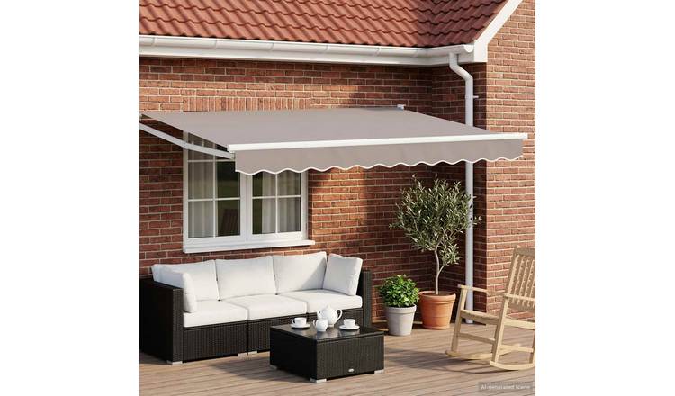 Walplus Electric Aluminium Awning - Light Grey and White - 300 x 250 cm
