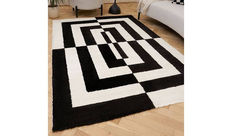 The Rugs Black and White Joli Geometric Rug - 160 x 230cm