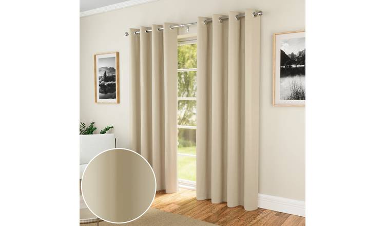 Enhanced Living Nightfall Eyelet Thermal Curtains - 229 x 229cm - Beige
