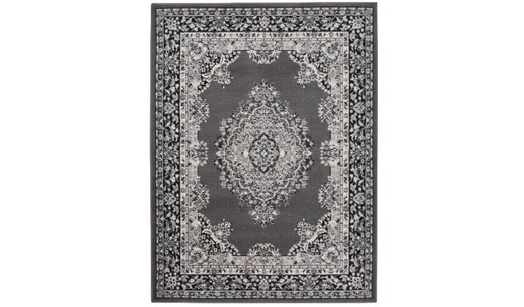 Mega Flooring Grey Traditional Bordered Rug - 80 x 150cm