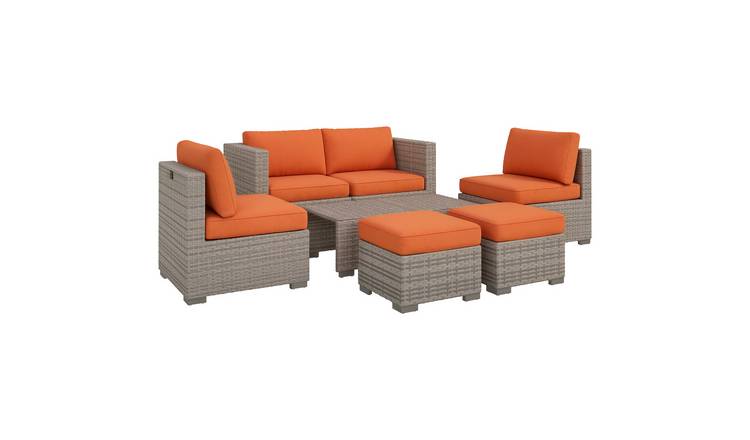 Outsunny 8 Piece Rattan Corner Corner Sofa Set - Orange