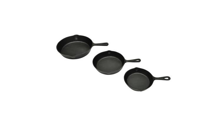 Walplus Cast Iron Set of 3 BBQ Steak Pans - Black