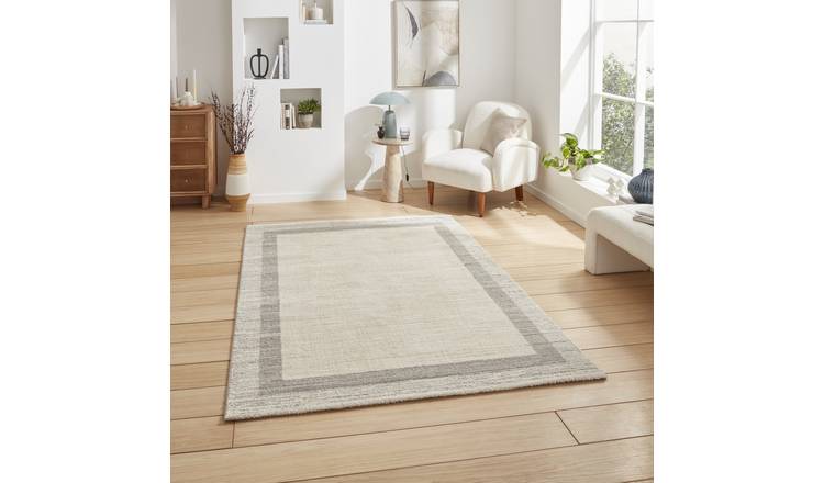 Mega Flooring Beige Modern Bordered Rug - 120 x 170cm