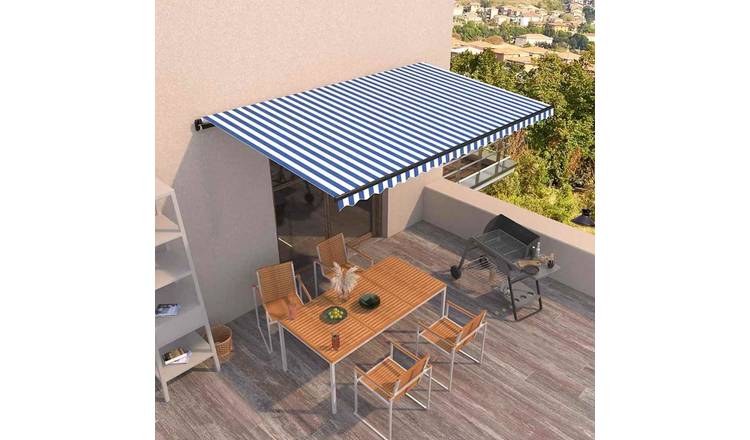 Walplus Manual Polyester - Blue and White - 500x350 cm - Anthracite Frame