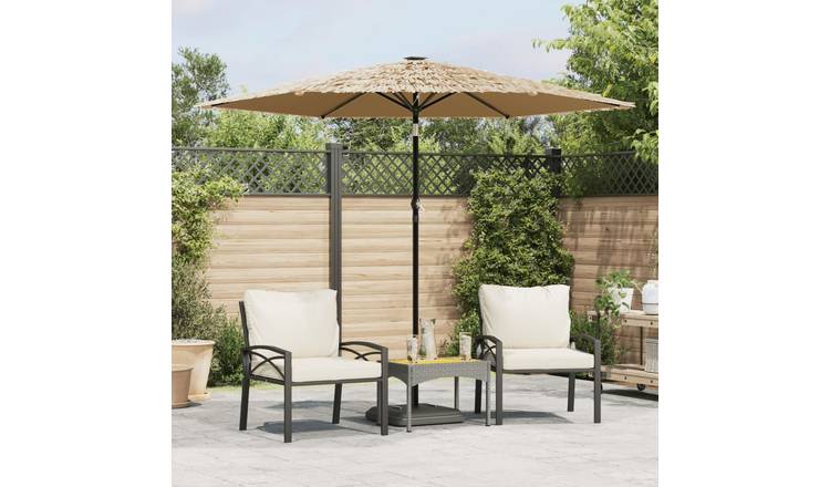 Walplus 3 LED Polyester Garden Parasol - Brown - 268 x 268 x 226 cm